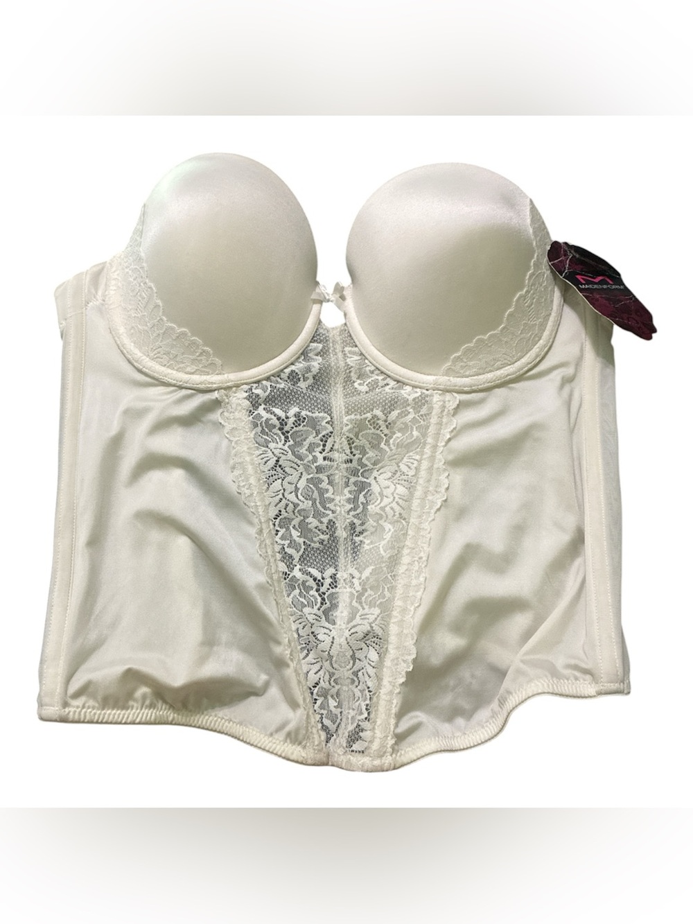 Maidenform White Lace Strapless Longline Bustier